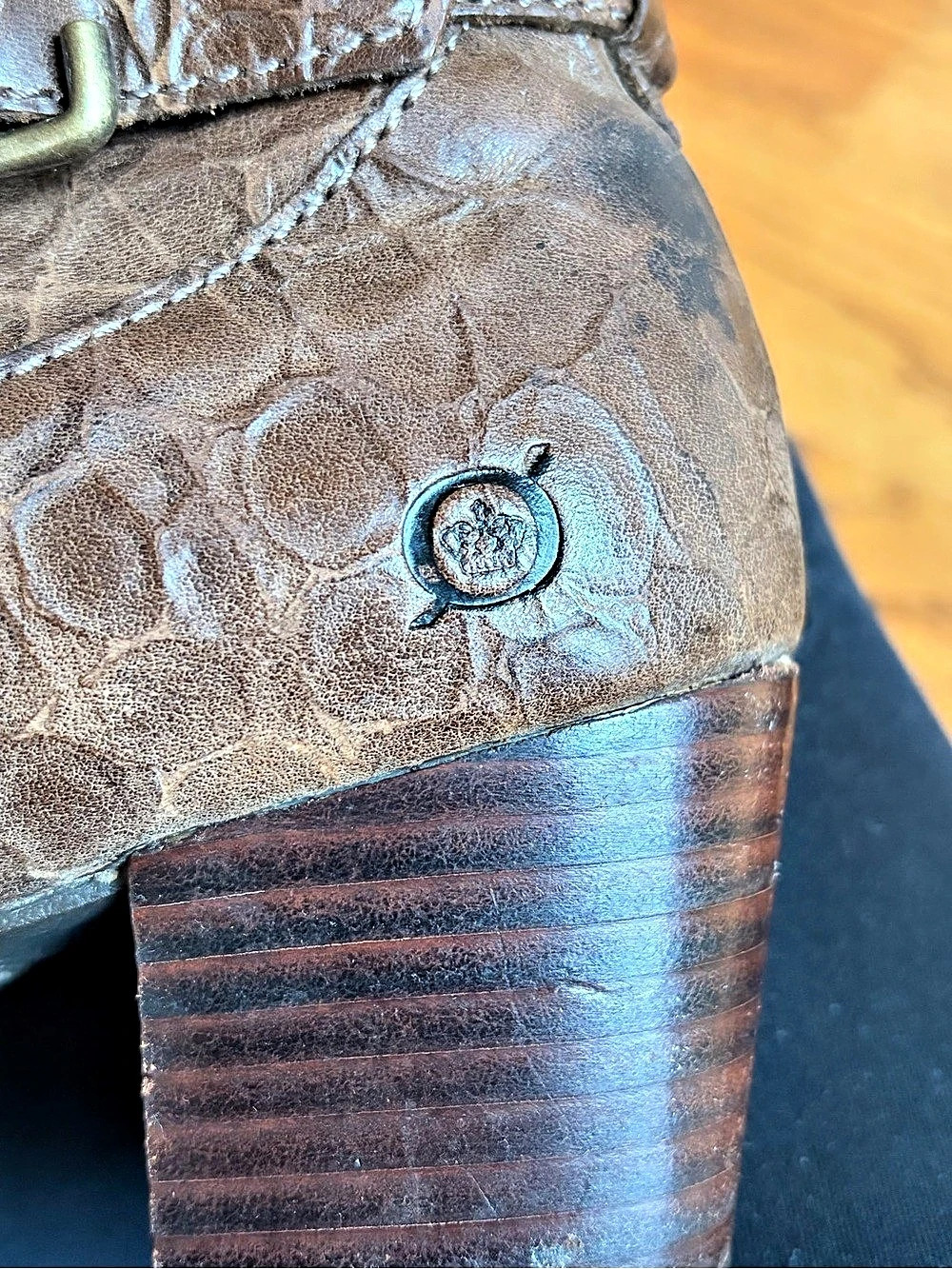 Born Brown Embossed Heeled Boots - Picture 9 of 10